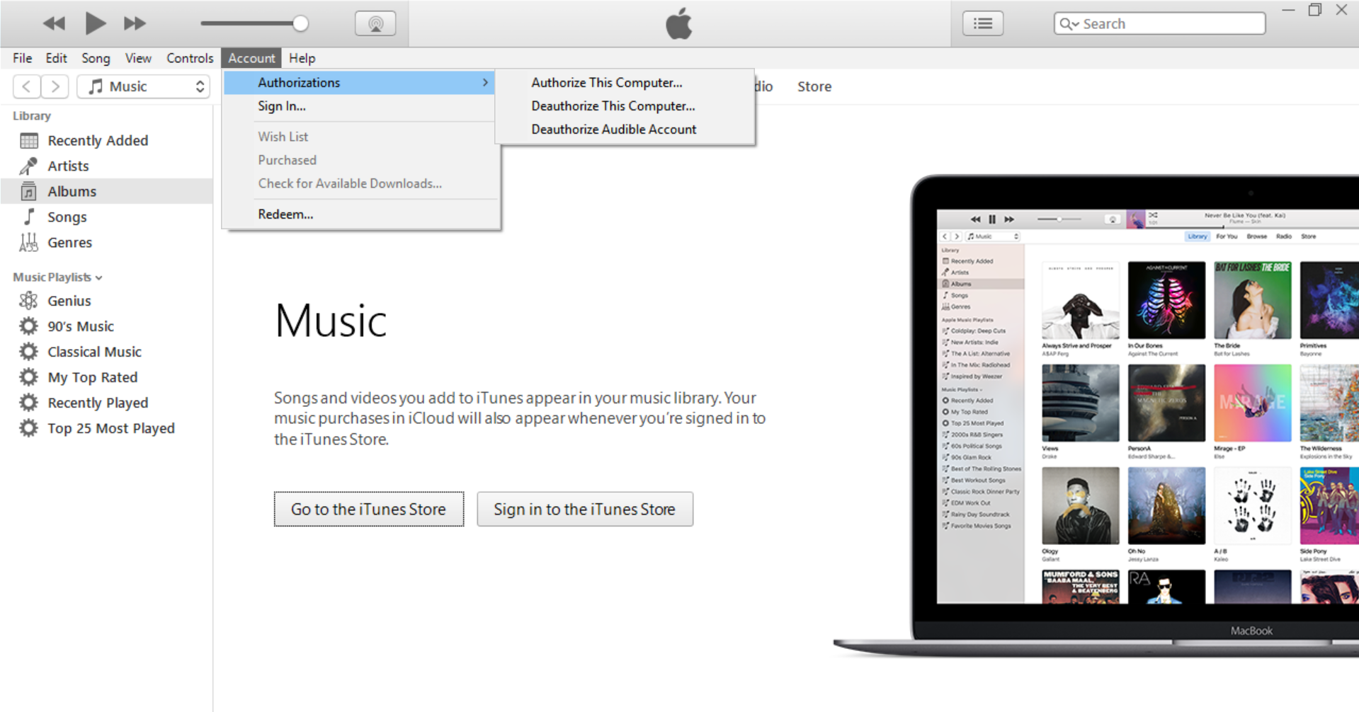 authorise itunes for windows 10