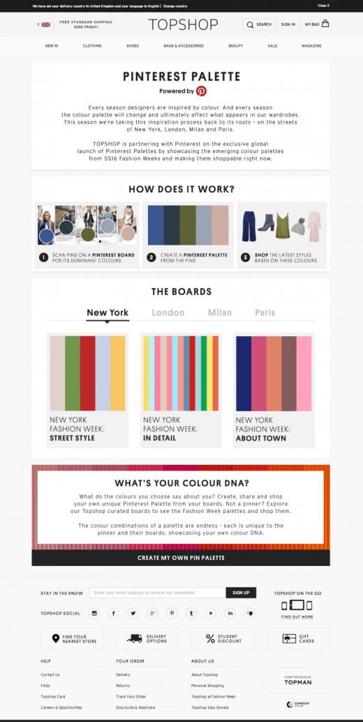 Topshop & Pinterest Unveil Pinterest Palettes For fashion Week fans & shoppers