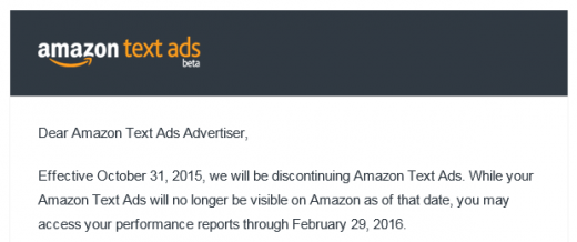 Amazon publicizes end Of text advertisements software Two Months After Its Launch