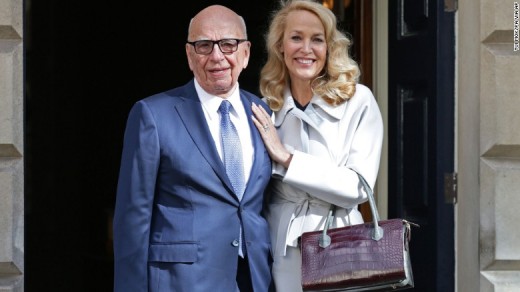Jerry hall appears to be like attractive As She Marries Media wealthy person Rupert Murdoch