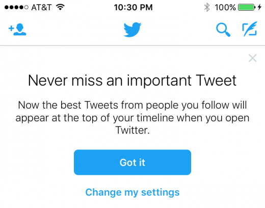 Twitter’s algorithmic timeline now fully rolled out, few decide-outs suggested
