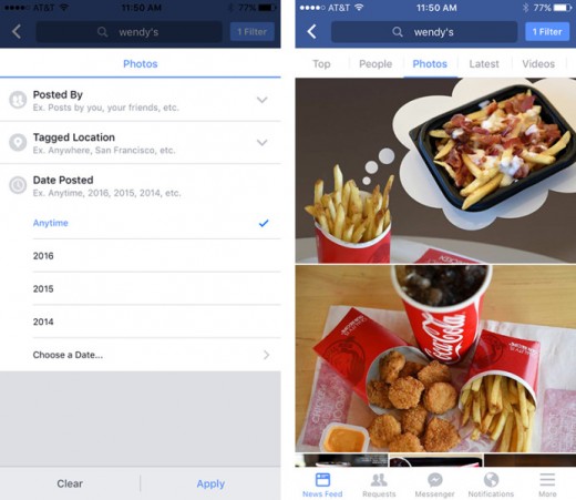 tested: facebook rolling out new cell search filters on iOS