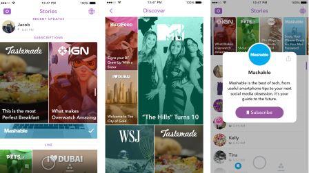 Snapchat has added magazine cover-like thumbnails to its Discover tab and the ability to subscribe to publishers' channels.