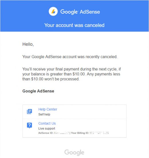 Google AdSense has closed many inactive accounts on July 4th