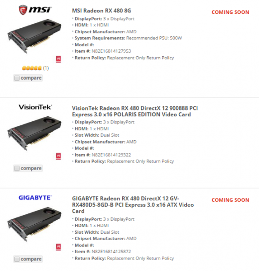 AMD Radeon RX 480 Release is Near, Card Spotted in Listings