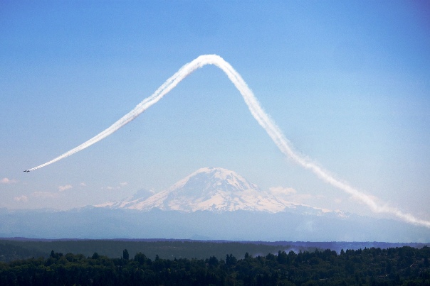 The Blue Angels and Mt. Rainier. Photo by Frank Fujimoto via Flickr. https://flic.kr/p/KF9Enj