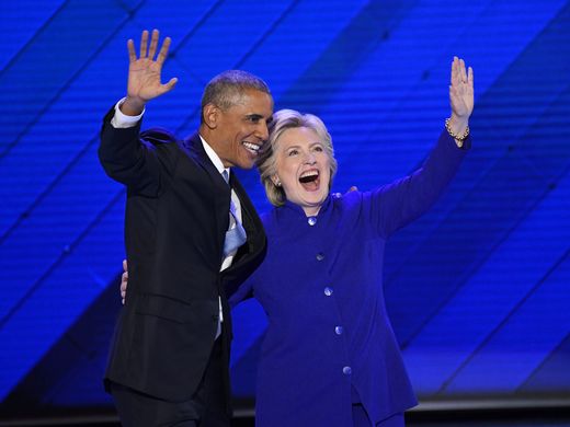 President Obama with Hillary Clinton after Obama spoke