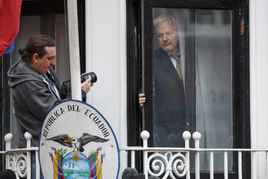 Wikileaks founder Julian Assange prepares to speak from the balcony of the Ecuadorian embassy in London, where he continues to seek asylum on Feb. 5, 2016.