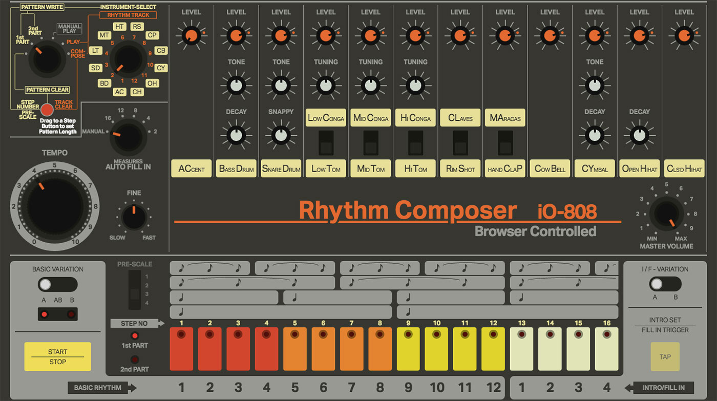 This drum machine recreates the 808's features in your browser