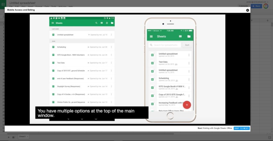 Training for Google Apps in Google Sheets.