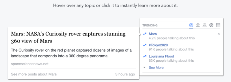 Facebook Trending Topics story display