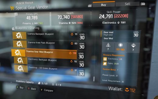 Tom Clancy’s The Division Vendor Reset September 24th – Performance Gear Mods, Blueprints & More