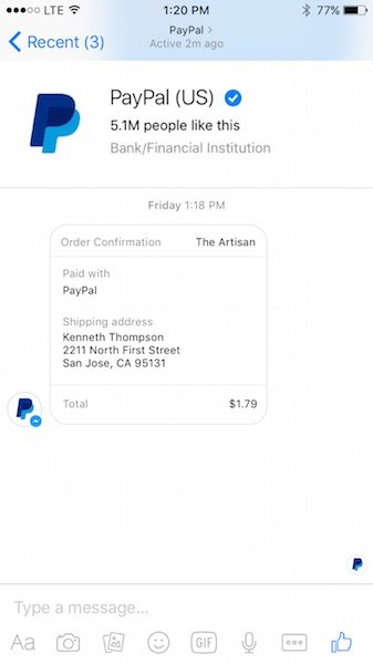 Facebook Messenger Adds PayPal Payment Option - PayPal & Messenger
