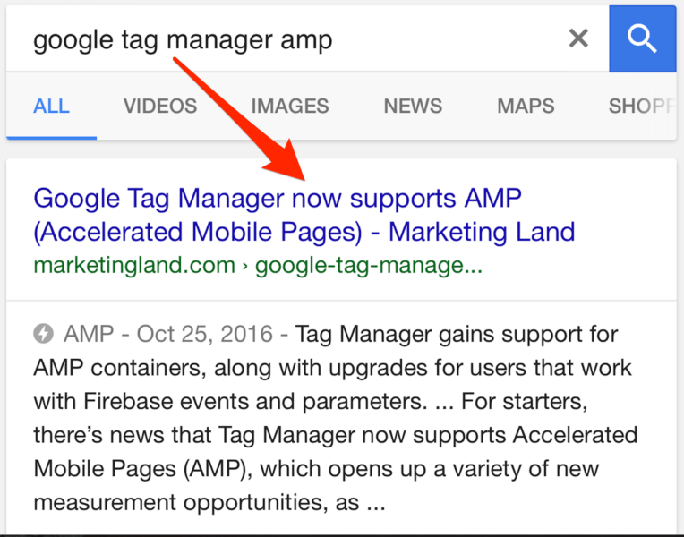 How Google may be slowing down AMP by not using direct links to publishers - google amp example listing