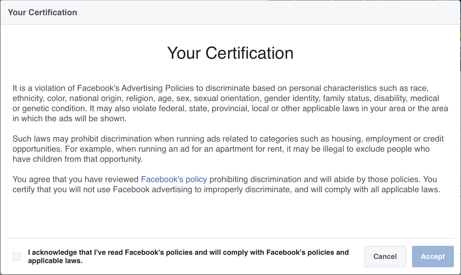 Facebook’s ad policies revised to encourage inclusion and diversity