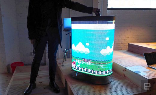 Smart garbage can turns trash into a game