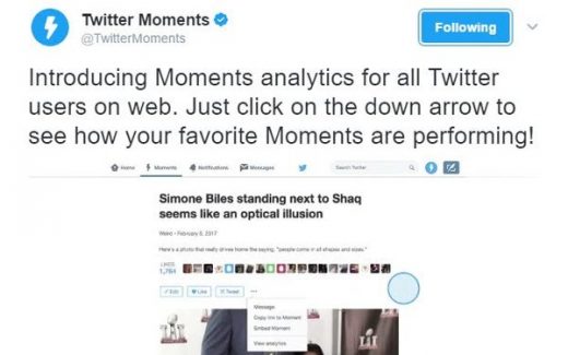 Twitter Moments Offers Analytics, Data Trail