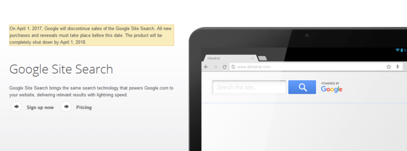 google site search screenshot