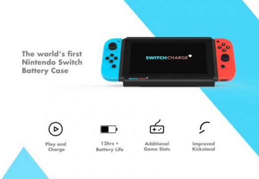 SwitchCharge Battery Case for Nintendo Switch Has 12,000mAh Mammoth Battery, Enhanced Kickstand