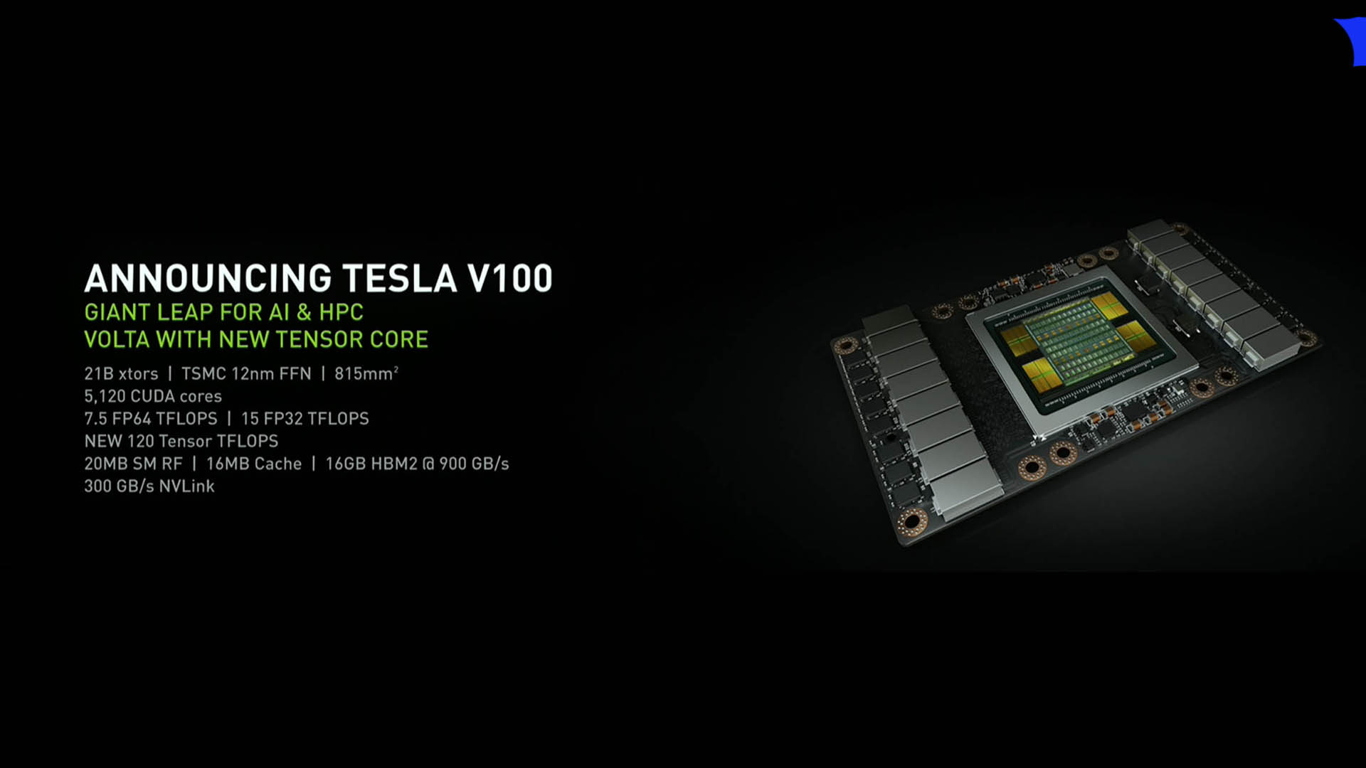 Nvidia Volta GV100 Unveiled at GTC 2017; Includes 5120 CUDA Cores, 16 GB HBM2, and 12nm FinFET Process