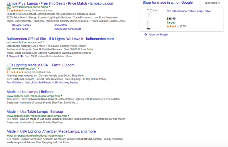 Strategies for capturing ‘made in the USA’ searches - google serp 