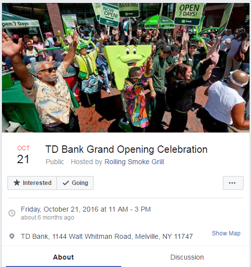 New bank branch grand opening Facebook event
