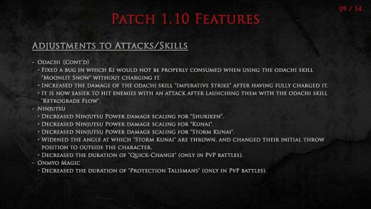 Nioh Update 1.10 Released: Nerfs To Throwing Stars and Kunai And Several Other Items Included [English Patch Notes]