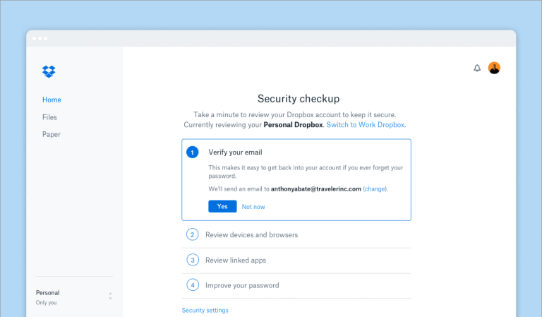 Dropbox collects privacy settings into a security checkup page | DeviceDaily.com