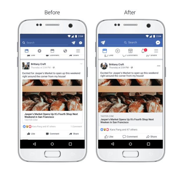 Facebook redesigns news feed with larger link previews, circular profile photos | DeviceDaily.com