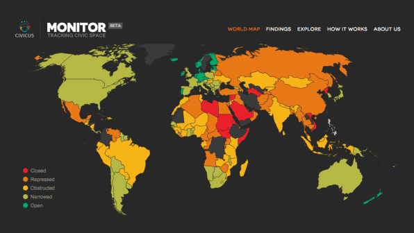 This Map Shows Where People’s “Civic Space” Is Most Threatened | DeviceDaily.com