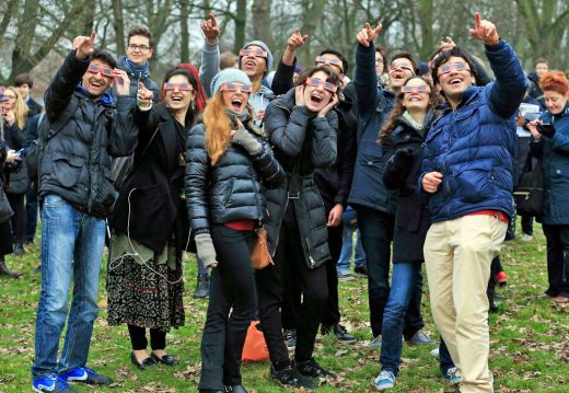 The eclipse caused people to look away from their screens