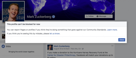 Here’s why Facebook says you can’t block Mark Zuckerberg or Priscilla Chan on Facebook right now