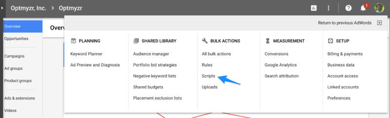 AdWords Scripts now available in new AdWords interface | DeviceDaily.com
