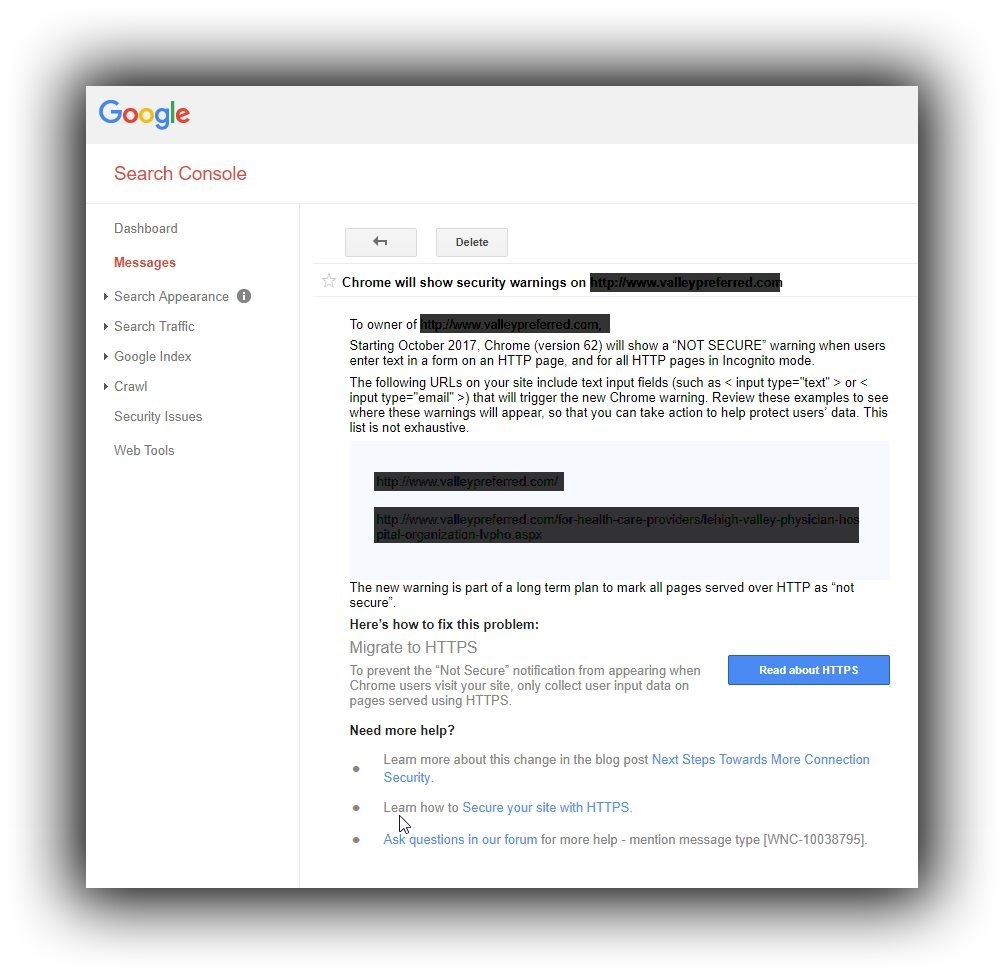 sample google search console warning | DeviceDaily.com