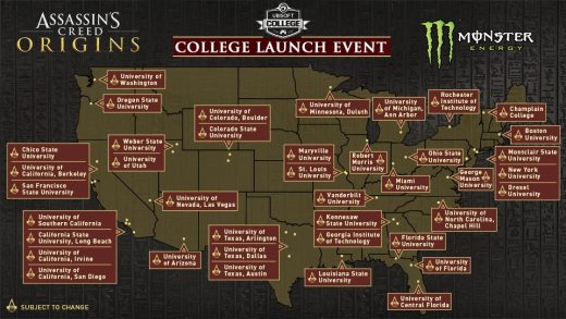 Assassin’s Creed Origins Launch Events Planned at Colleges Across USA