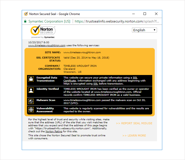 Norton Secure Seal and the information on its website report | DeviceDaily.com