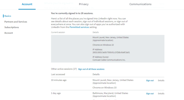 Your LinkedIn Account: Where You’re Signed In | DeviceDaily.com