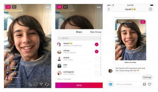 Instagram live videos can be sent as direct messages