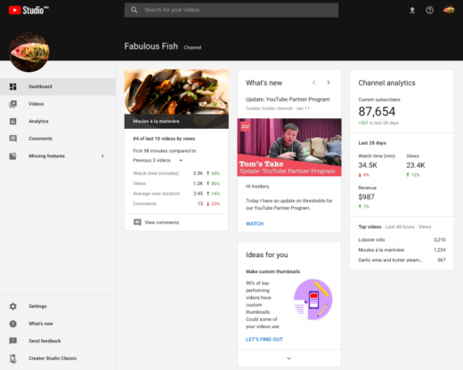 YouTube Studio moving out of beta with 3 new metrics & redesigned dashboard