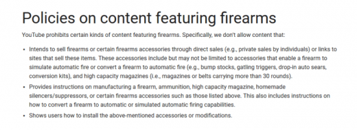 YouTube updates gun content policies to ban videos promoting sale or manufacture of firearms, accessories