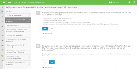 OneTrust releases first free assessment tool for the new California privacy law