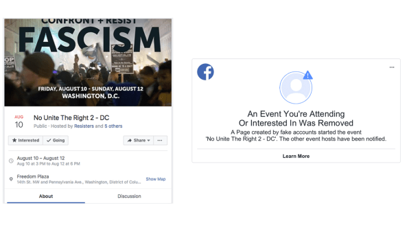 Facebook says this anti-“Unite the Right” rally in D.C. was organized by trolls | DeviceDaily.com