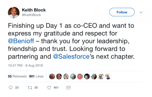 Salesforce promotes COO Keith Block to co-chief executive