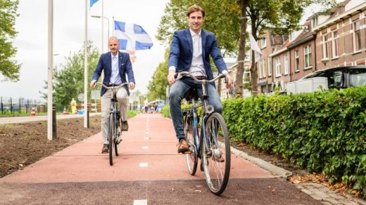 This bike path is made from recycled plastic