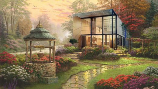 Famous modernist homes get a horrifying Thomas Kinkade makeover