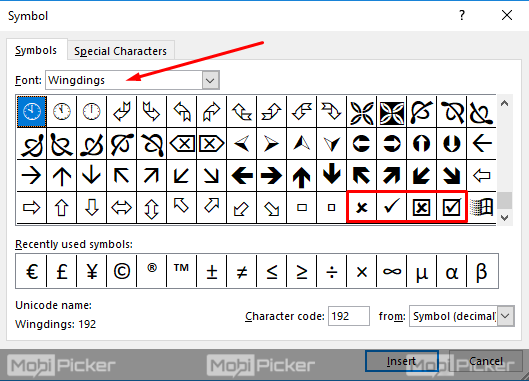 How to Insert a Check Mark