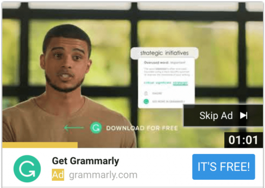 Grammarly tops YouTube’s TrueView for Action 2018 leaderboard