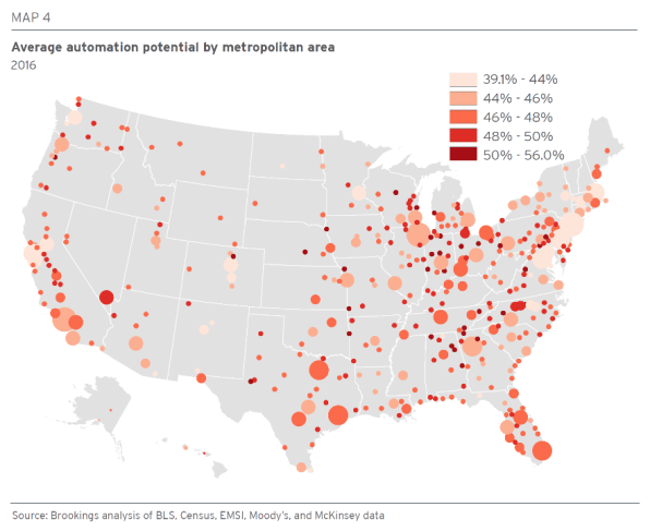 Here are the metro areas likely to be the most and least impacted by automation | DeviceDaily.com