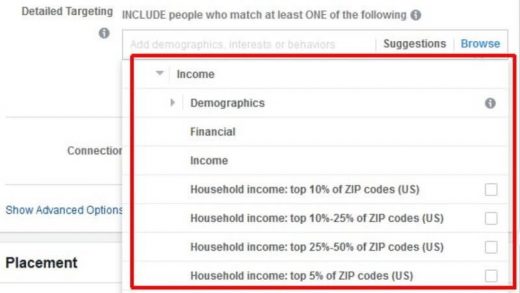 Facebook introduces household income targeting based on U.S. ZIP code averages