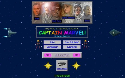 The ‘Captain Marvel’ site revisits classic 90s web design